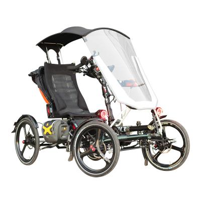 China Aluminum No Shield 4 Wheel Comfortable Safe Safe City High Seat Electric Recumbent Quad, Easy Handle Recumbent Quadricycle for sale