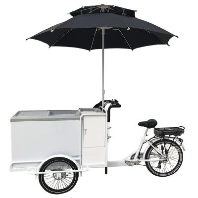 China 3 Wheel Electric Pedal Assist Vending Ice Cream Bike Freezer Steel Tricycle for sale