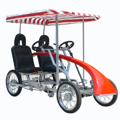 China Steel Pedal Family Baby Two Seater Beach Surrey Bike, Leisure 4 Wheel Adult Bike For Sale for sale