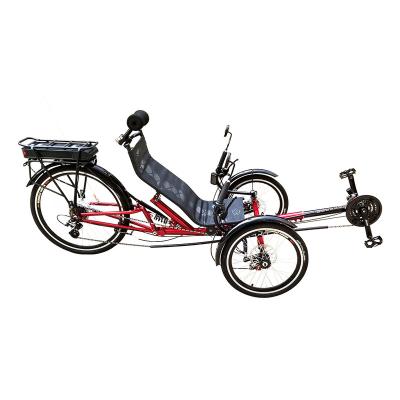 China Steel pedal assisted recumbent tricycle electric 3 wheel fix bicycle for sale for sale