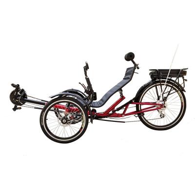 China 2021 free shipping and import right 3 wheel steel 250W hot sale electric pedal assist recumbent tricycles for adults old people for sale