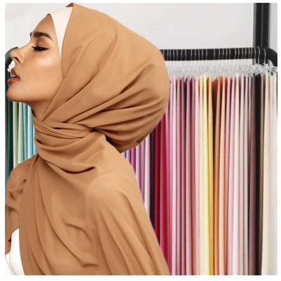 China Islamic Essential Solid Malaysia Chiffon Hijab Georgette Shawl Scarf Muslim Ladies Hot Selling Fashion Chiffon Hijab Long for sale