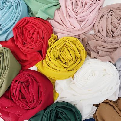 China Muslim Hijab Solid Summer Headband Soft Touch Feeling Bubble Chiffon Plain Sparkle Shawls Wraps Women Scarf for sale