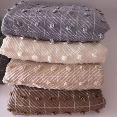 China Factory Wholesale Elegant Sale Cheap Winter Screened Scarves And Shawls Plaid Cotton Scarf With Small Balls For Insuring Women for sale