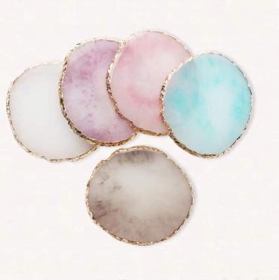 China Lady Beauty Good Grade Lash Jade Stone Resin Material Nail Palette Pink Gray Lash Glue Holder Blue White for sale