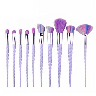 China Wholesale Angular Blush Screw Shape Handle Makeup Brush Horn Foundation Powder Brush Kit for sale