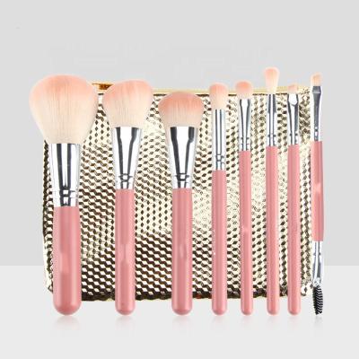 China Angular Blush BEAU MOUCHE Gift Box 8pcs Wooden Hot Selling Portable Handle Blush Makeup Brush Set for sale