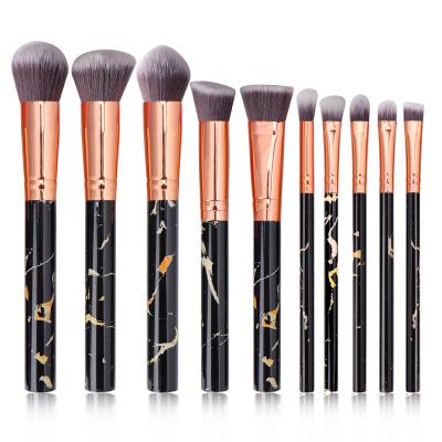 China Angular Blush Wholesale 10PCS Beauty Tools Makeup Brush Set Marble Pattern Makeup Brush Vegan Makeup Brush Set for sale