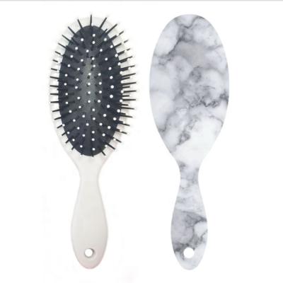 China Portable Anti Static Detangling Marble Massage Hair Brush Paddle Cushioned Hair Brush for sale