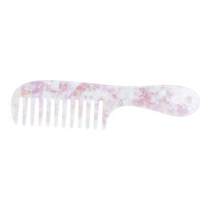 China BEAU MOUCHE Wide Tooth Comb Handle Anti Detangle Acetate Hair Comb Portable Marble Cushion Static Acid Acid for sale