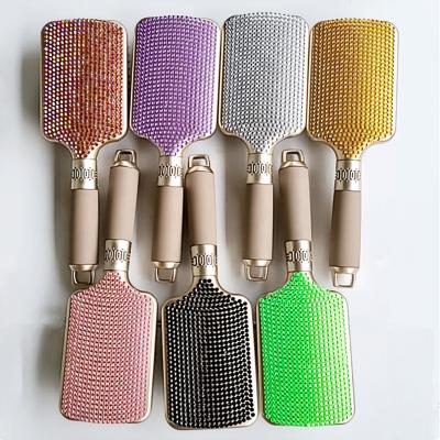 China BEAU FLY HOME Luxury Splatter Portable Rhinestone Detangle Hair Brush Handle Massage Sparkle Paddle Brush for sale