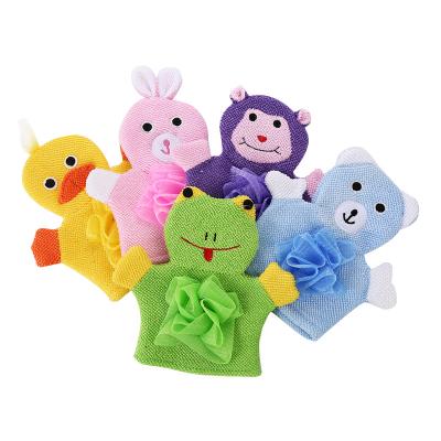 China EXFOLIATING BEAUFLY High Quality Cartoon Kids Bathroom Bath Gloves Animal Bath Scrub Wash Cloth Kids Bath Gloves for sale