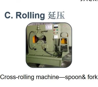 China Efficient Automatic JS Stainless Steel Cutlery Spoon Fork Knife Cross-Rolling Machine for sale