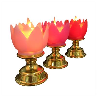 China The top grade of religious activities led lotus electronic candle design creative golden lotus holder for home decoration for sale