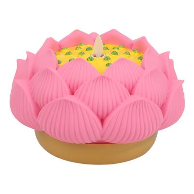 China Religious Activities LED Include Dancing Realistic LED Flame Large Size Battery Operated Lotus Shaped Candles Flameless Candles for sale