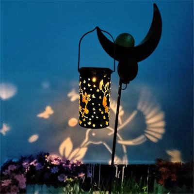 China Waterproof Garden Bird Print Solar Projection Lanterns for Outdoor Patio Decor Waterproof Solar Lights for sale