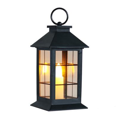 China Holiday Decorations Plastic Black Battery Operated Lantern LED Lantern Indoor Outdoor Decorative Garden Yard Light Decoration for sale