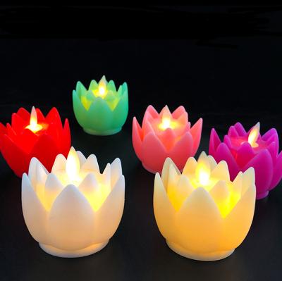 China LED Flameless Lotus Candle Swing The Wick Lotus Flower Shaped Candle Light Home Decor Flameless Candle for sale