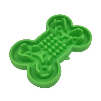 China Hot Selling Fun Silicone Consumption Attractive Slow Feeder Stocked Portable Dog Bowl For Chew Proof for sale