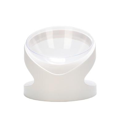 China Transparent Round Stocked Oblique Mouth Pets Feeder Bowl Dog Dish Water Bowl for sale