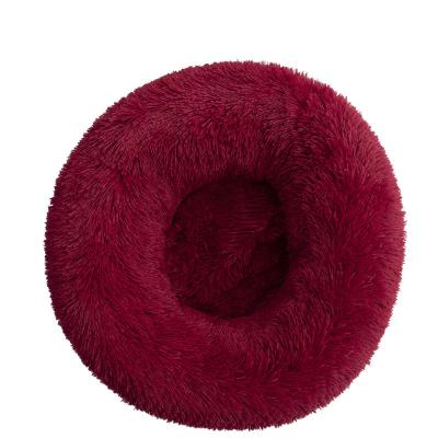 China Custom Large Luxury Soft Fluffy Passionate Cute Donut Round Dog Bed Round Sleeping Nest Viable Washable Cat Nest for sale