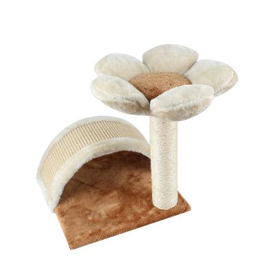 China Sustainable Pet Supplies Winter Flower Solid Wood Cat Nest Cat Climbing Frame Sisal Cat Scratch Board for sale