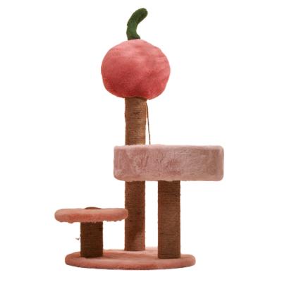 China New Design Cute Viable Cat Scratcher Tree Tower Wooden Cat Tree House Wall Scratching Post For The for sale