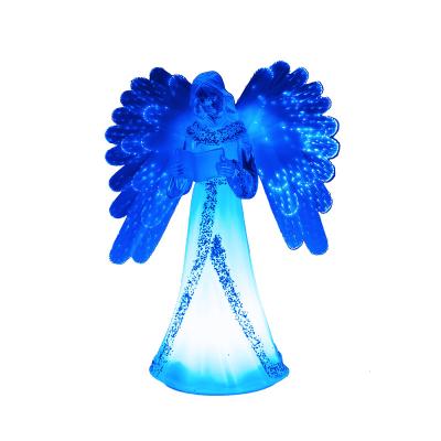 China 2021 LED Night Light Christmas Decoration 3AA RGB Angel Night Light Fiber Wings Hot Selling Christmas Holiday Decoration Acrylic Bar for sale