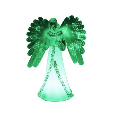 China 2021 LED Night Light Christmas Decoration 3AA RGB Angel Night Light Fiber Wings Hot Selling Christmas Holiday Decoration Acrylic Bar for sale