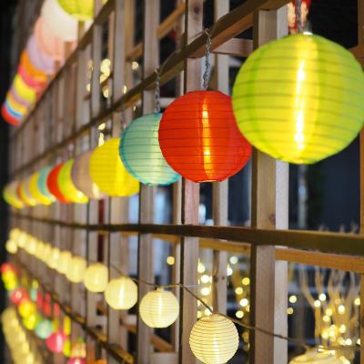 China Outdoor DC LED String Light Low Voltage Power Adapter Summer Garden Birthday Party Festival Decoration 5.6m String Light 6 Inch Colorful Lantern X03 for sale