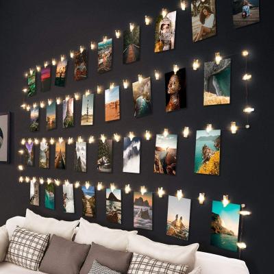 China Hot-selling UNDEFINED Hot-selling White String Photo Clip Fairy Lights with 60 Photo Clips Used for Wedding Photo Walls and Christmas for sale