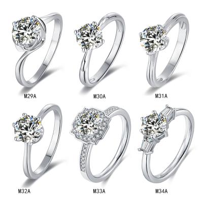 China CLASSIC Hot Sales In Stock 925 Sterling Silver Jewelry 1ct 6.5mm Moissanite Silver Ring for sale