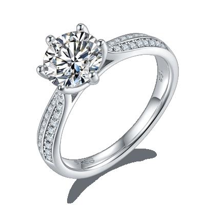 China M06C 2021Hot Sales Engagement Ring 925 Sterling Silver 1.5ct 7.5mm CLASSIC Silver Starlight Queen Moissanite Ring Engagement Ring for sale