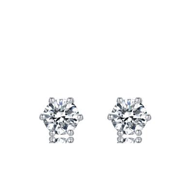 China CLASSIC S03A White Gold Plated 925 Sterling Silver 0.5ct 5.0mm Moissanite Earring Jewelry for sale