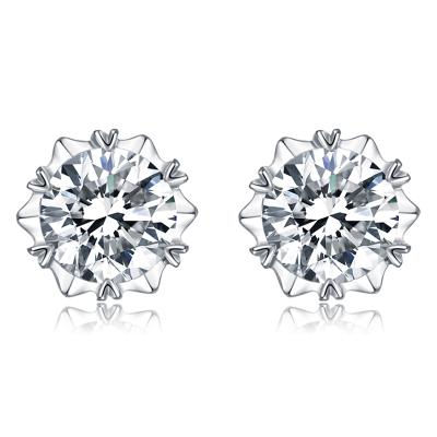 China CLASSIC S01A White Gold Plated 925 Sterling Silver 0.5ct 5.0mm Moissanite Women Stud Earrings Jewelry for sale