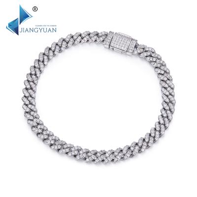 China Hip FASHIONABLE jiangyuan pop UGBA white gold plated jewelry chain bracelet 925 silver moissanite 6mm Cuban chain VVS for sale