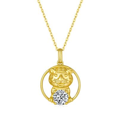 China FASHIONABLE OXSC Zodiac Series Gold Plated Tiger Silver 925 Moissanite Necklace for sale