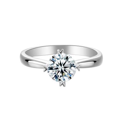 China 18K White Gold Jewelry 750 CLASSIC Gold Ring With 1ct 6.5mm Moissanite for sale