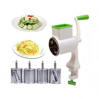 China 493 Viable Vegetable Shredder Manual Cutter Grater 4 Drums Fruit Potato Cheese Slicer Vegetable Rotary Replaceable Kitchen Instruments for sale