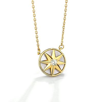 China Trendy Fashion Octagon Rotating Star 925 Sterling Silver Pendant Necklace Wholesale for sale