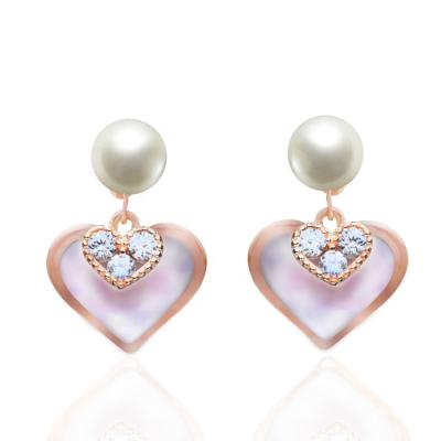 China Fashion Drop Back Colorful Jewelry 925 Sterling Silver Clutch Heart Earring for sale