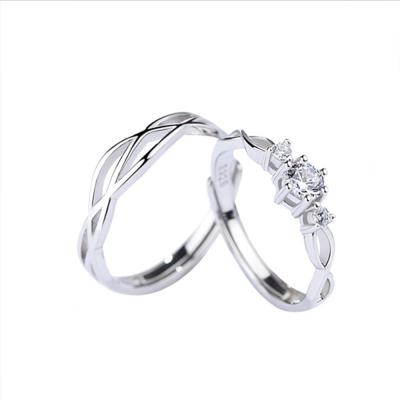 China TRENDY Couples Ring Jewelry Rings Valentine's Day Gift Couple 925 Sterling Silver Ring Adjustable Opening for sale