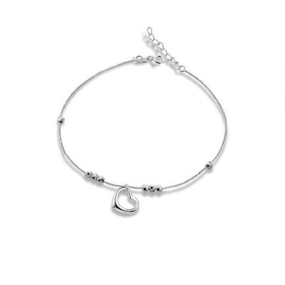 China 2021 Trendy Women's Jewelry Fashion Transfer Pearl Heart-Shaped Anklet Sterling Silver Anklet Chain for sale