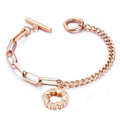 China Fashionable Custom Charm Bracelet 316L Woman Stainless Steel Cross Chain Bracelet for sale