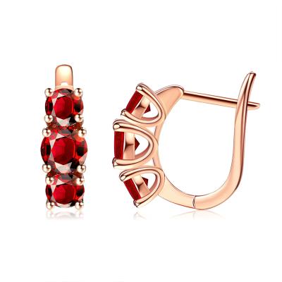 China Environmental Custom Jewelry Gold Plated Earring Hooks 2021 Rose Garnet Brass Earrings for sale