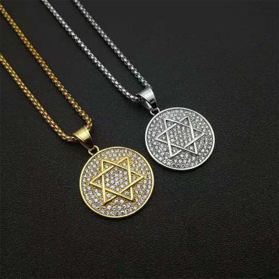 China FASHIONABLE Religious Six-pointed Star Pendant Stainless Steel 2021 Jew Necklace Jewelry for sale