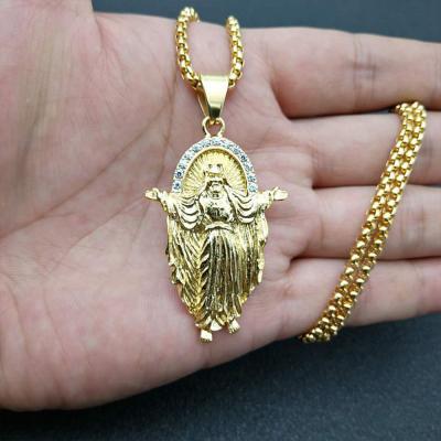 China 2021 Summer Fashionable Crafts Religious Catholic Jewelry Items Stainless Steel Pendant Necklace for sale