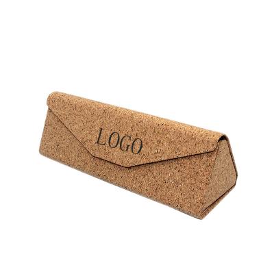 China Newest Custom Popular Eyewear Glass Storage Fold Up Sunglass Case Cork Magnetic Triangle Folding Eyeglass Case Sunglasses Packaging Boxes for sale