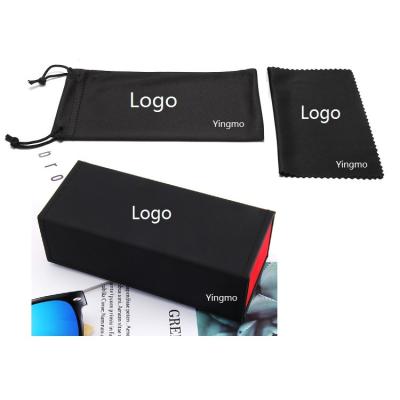 China Hot Selling Good Quality Black Color Eyewear Glass Storage Eyewear Box Customize Logo Case PU Glasses Cases Foldable Square Packaging Sunglasses for sale