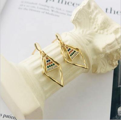 China CLASSIC Korean trend rhombus tassel drop alloy jewelry crystal geometric women shape diamond 2021 trend S925 sterling sliver earrings for sale